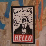 hello goatse obey on graffiti covered pay phone