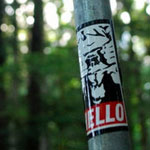 Obey Goatse sticker on Idaho water spigot